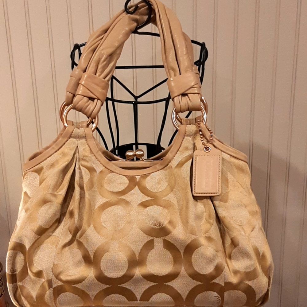 Vintage Coach #13441 Beige/Tan Monogram Handbag